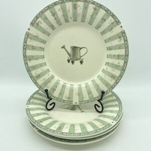 Pfaltzgraff Naturewood Set Of 4 Salad Plates 8" Vintage Green Stripe USA